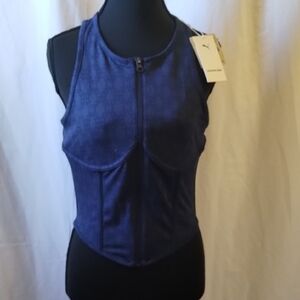 Puma Women's Dark Blue Zip-Up Tank Top